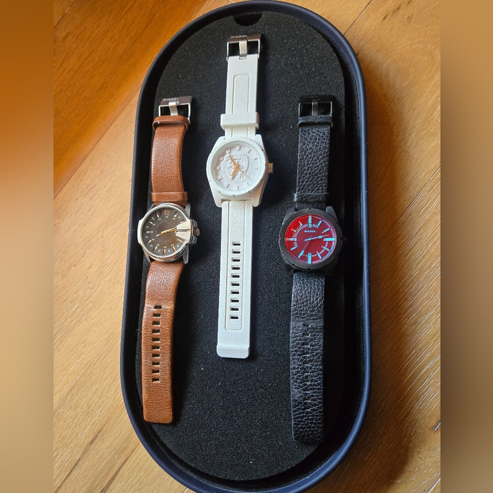 Diesel Men's Watch Trio - Brown, White, Black